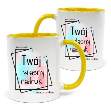 Kubek z nadrukiem zwykły żółty