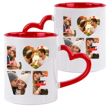 Kubek LOVE ucho serce czerwony